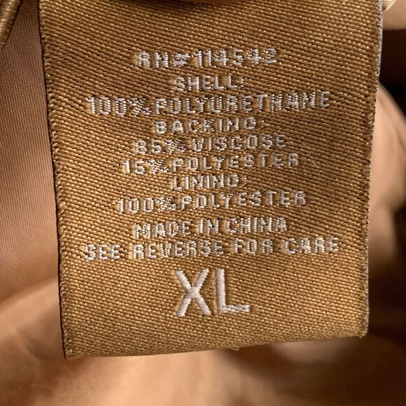 J2 Faux Leather Jacket Women XL Brown Aged Look Zip Front & Sleeves Lined - Picture 16 of 16